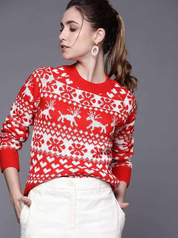 women's red sweater