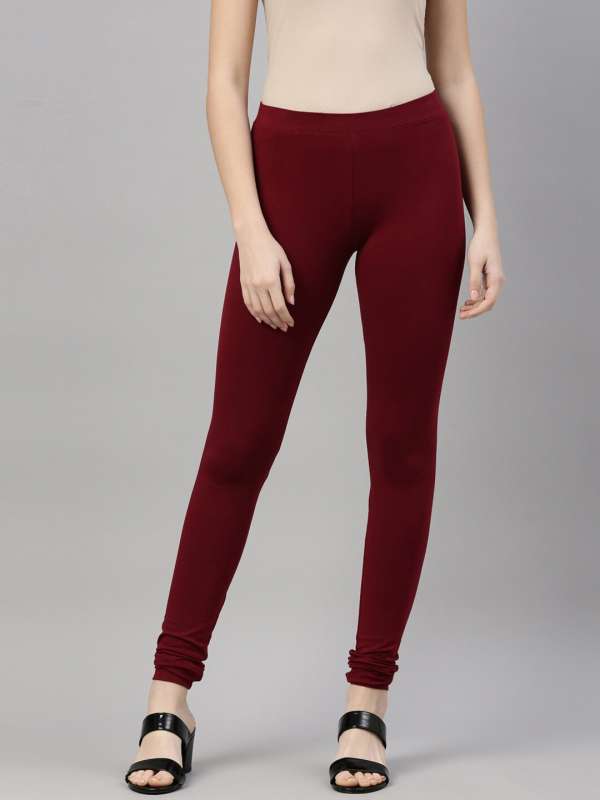 Women Solid Plus Size Ankle Length Leggings Combo of 2 Yellow & Maroon