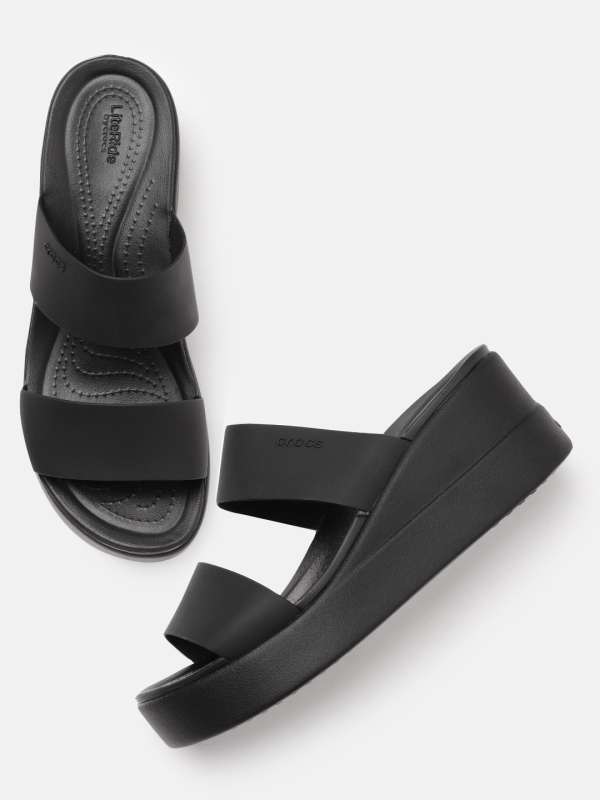 Crocs top black wedges
