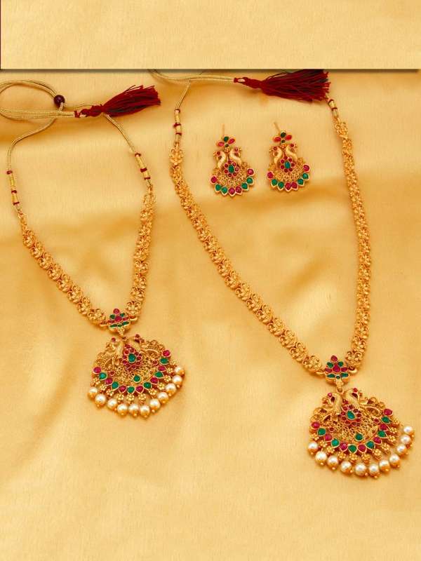Majestic Peacock green Statement handmade necklace set at 4950  Azilaa
