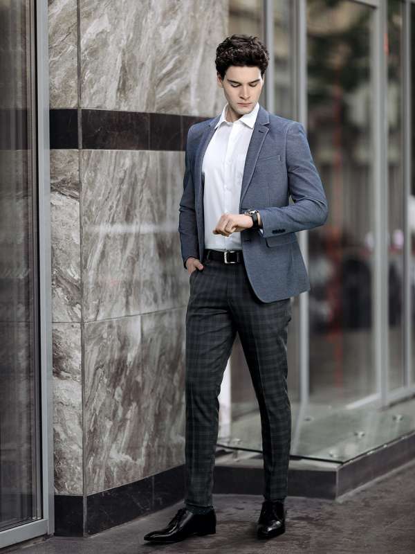 River Island Dark Grey Check Skinny Fit Smart Trousers in Grey for Men   Lyst UK