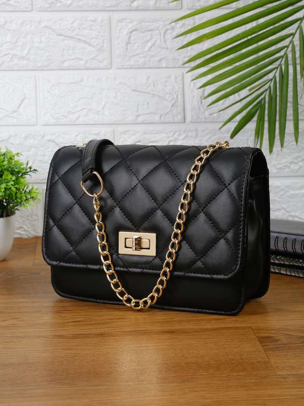 Black handbag myntra Clearance