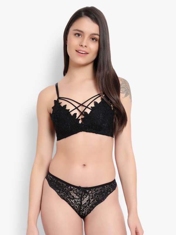 Quittance Black Polka Dotted Push Bra Panty Set 4205857htm - Buy Quittance  Black Polka Dotted Push Bra Panty Set 4205857htm online in India