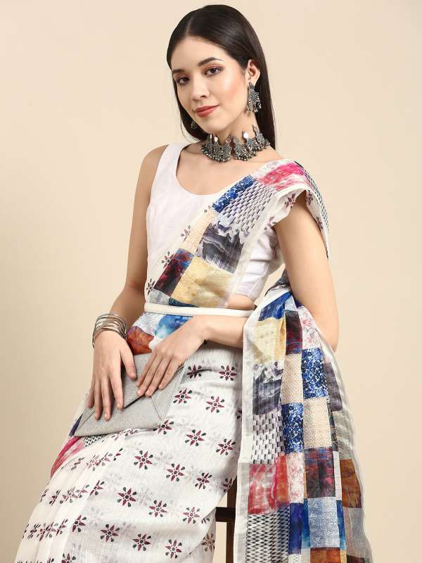 Myntra linen cheap sarees