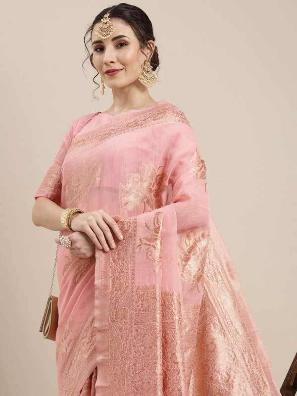 Orgenza Light Baby Pink Color Pure Organza Silk And Flower Embroidery Work  With Contrast Blouse at Rs 1699, Organza Saree