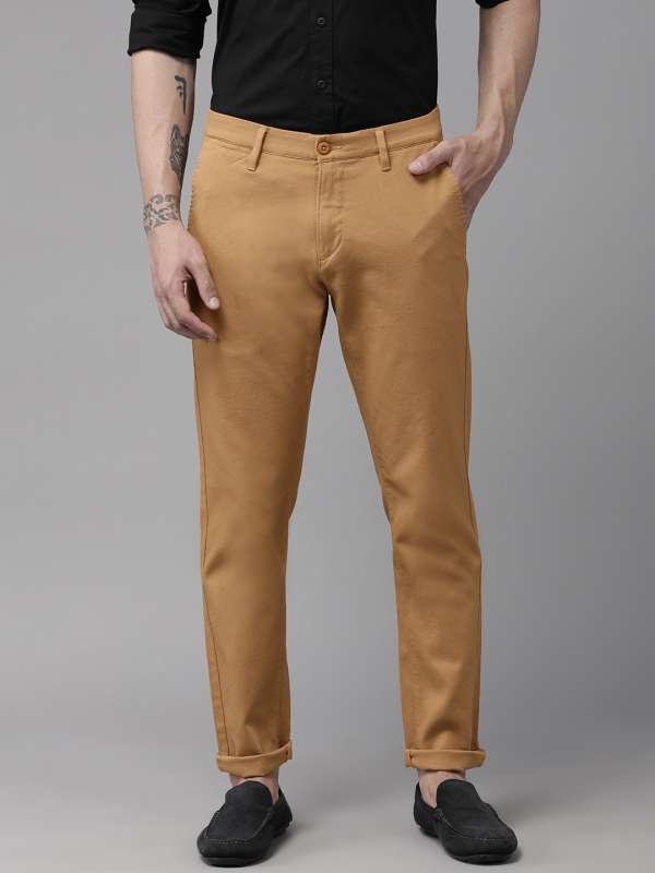 Regular Fit Casual Wear Mens Dark Brown Dobby Cotton Pant 3040