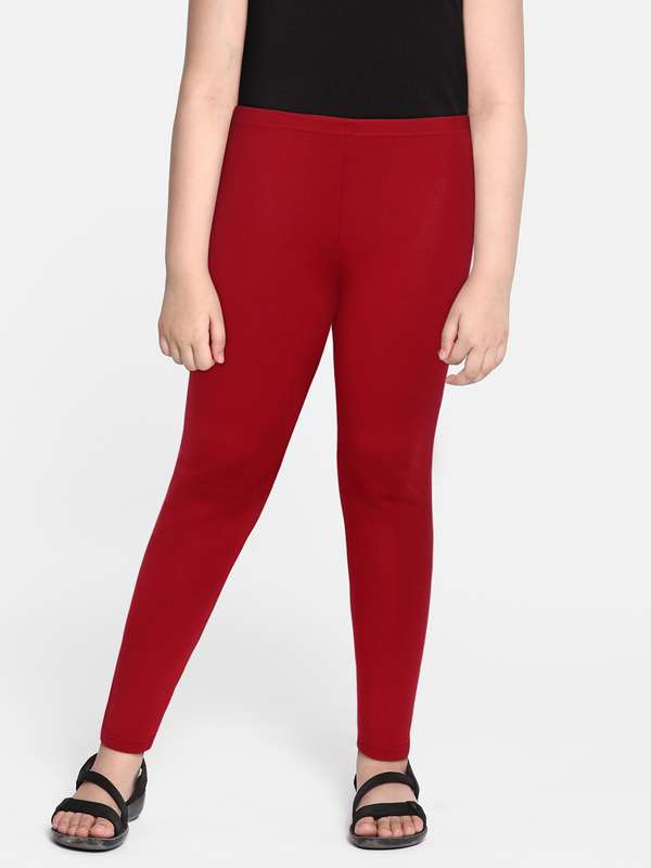 Girls maroon leggings clearance