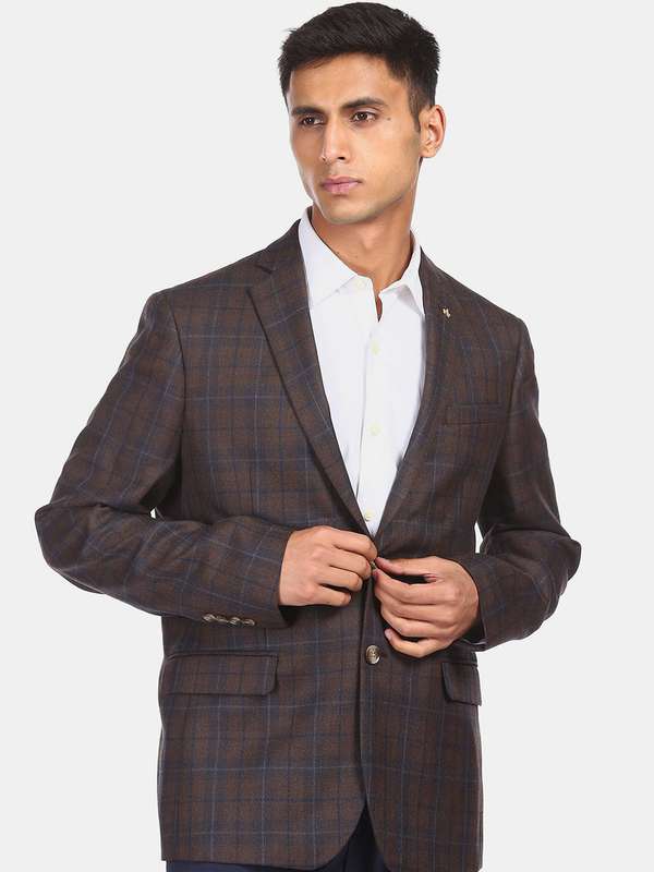brown check blazer mens