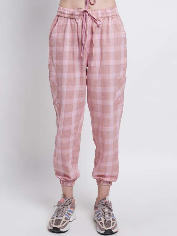 Missguided cigarette trousers in pink check  ASOS