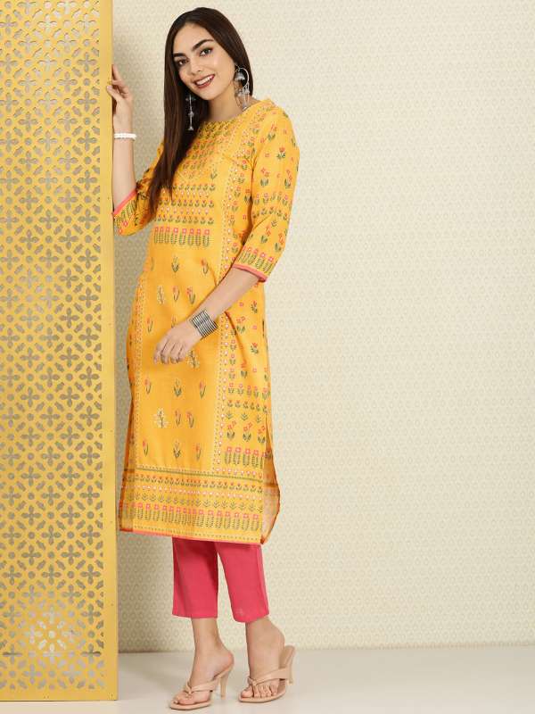 Yellow kurtis on myntra hot sale
