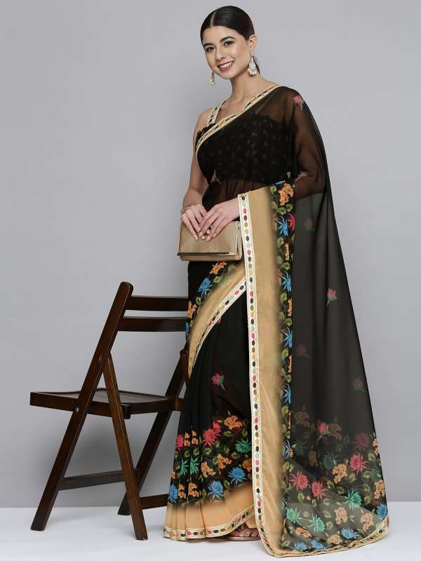 Myntra embroidered sarees online