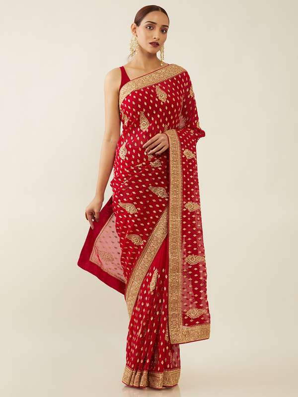 myntra red saree