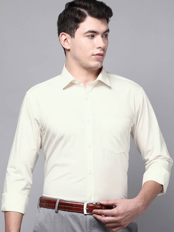 Off White Solid Formal Shirt - Buy Off ...