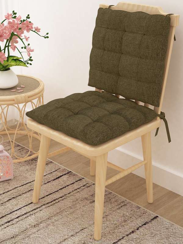 Dark Green Micro Fiber Chair Pads With Tie Backs (set Of 4