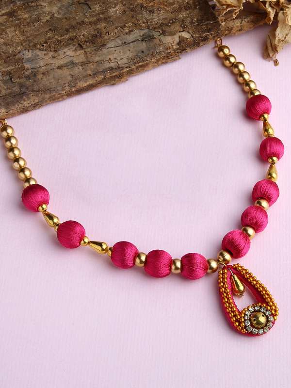 Silk thread shop necklace price