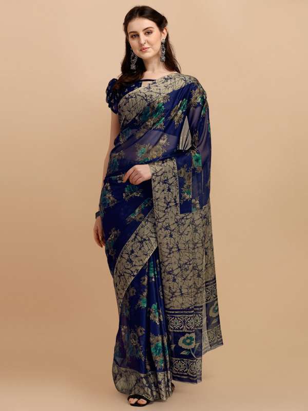 Myntra on sale blue saree