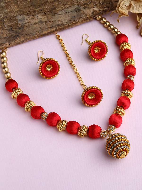 Silk thread shop necklace price list