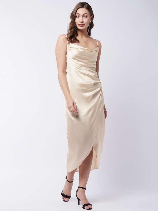 Beige Satin Dress Buy Beige Satin Dress online in India