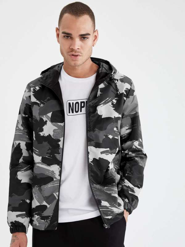 black and white camouflage jacket