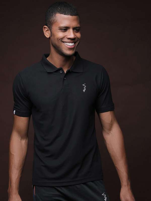 Black t shirt shop with collar for men