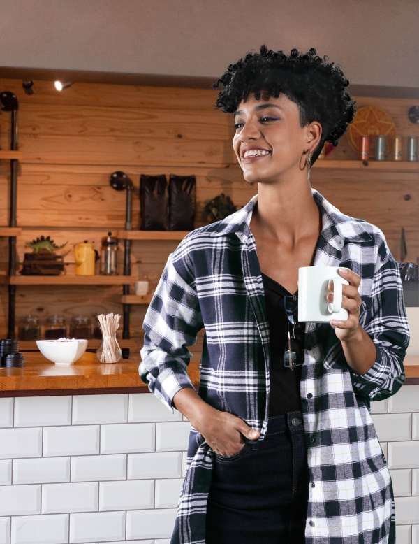 blue and white flannel shirt womens