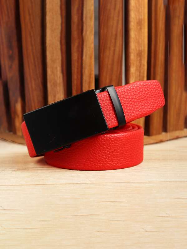 Belt - Ring Buckle Red Women's Belt - CALVADOSS Red/ Gold