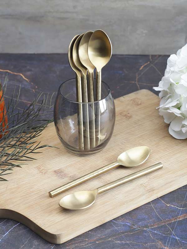 VarEesha Black Handle Steel Spoons Ceramic Cutlery Set Price in