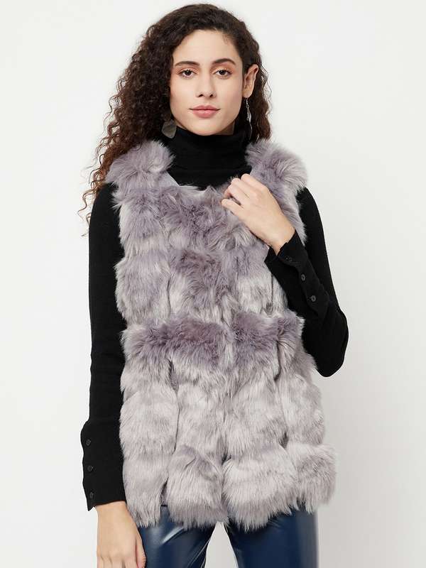 black long fur jacket