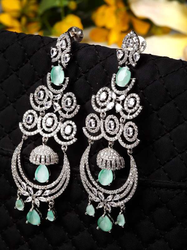 Long silver earrings online on sale