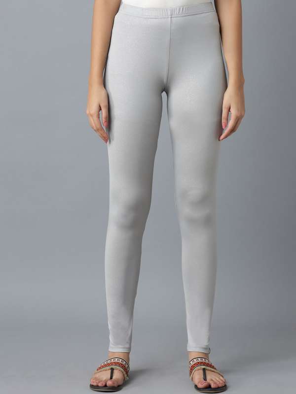Buy Light Grey Knitted Cotton Blend Leggings (Leggings) for INR599.00