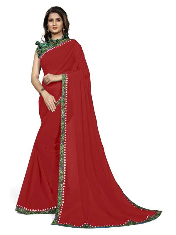 Plain saree on sale with jewellery