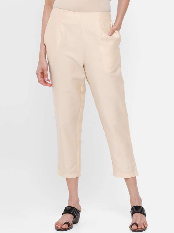 Lyra Magenta Cotton Ankle Length Pants