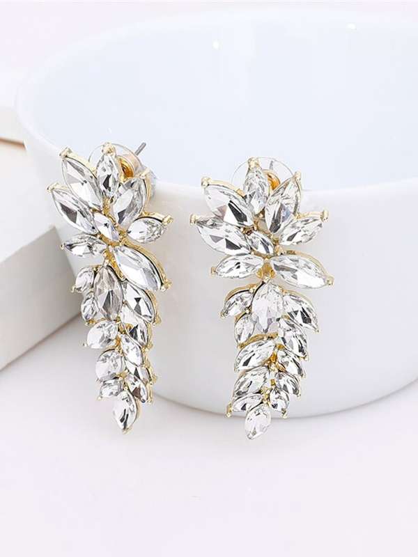 White crystal earrings best sale