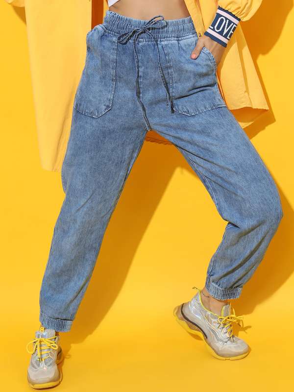 Joggers jeans for womens on sale myntra