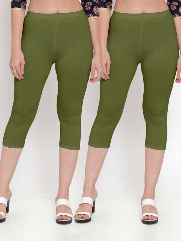 Buy Gracit Green  Beige Mid Rise Capris  Pack Of 3 for Women Online   Tata CLiQ