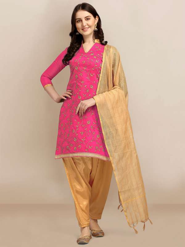 Buy Peach Dress Material for Women by Ethnic Junction Online