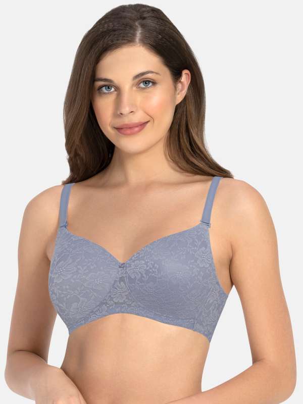 Buy Amante Seamless Black and Blue Lace Bra Online at Low Prices in India 