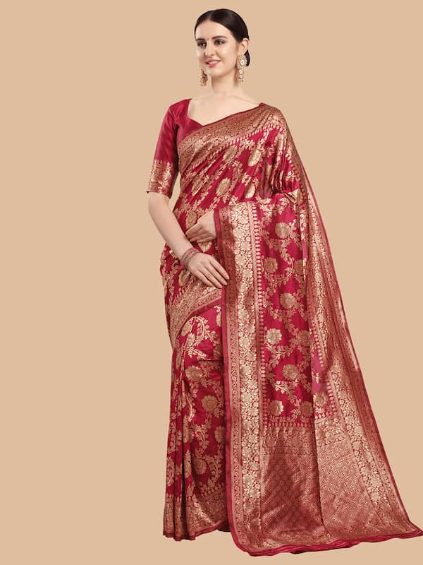 Red Banarasi Silk Saree for Bride, Latest Banarasi Silk Saree for women,Designer  Banarasi Silk S… | Stylish sarees, Silk saree blouse designs, Indian  fashion saree