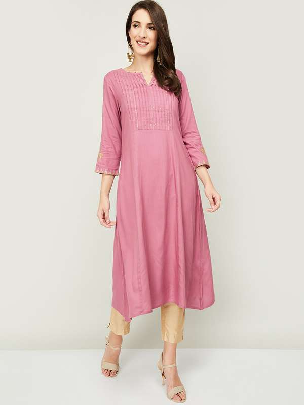 plain boat neck kurti