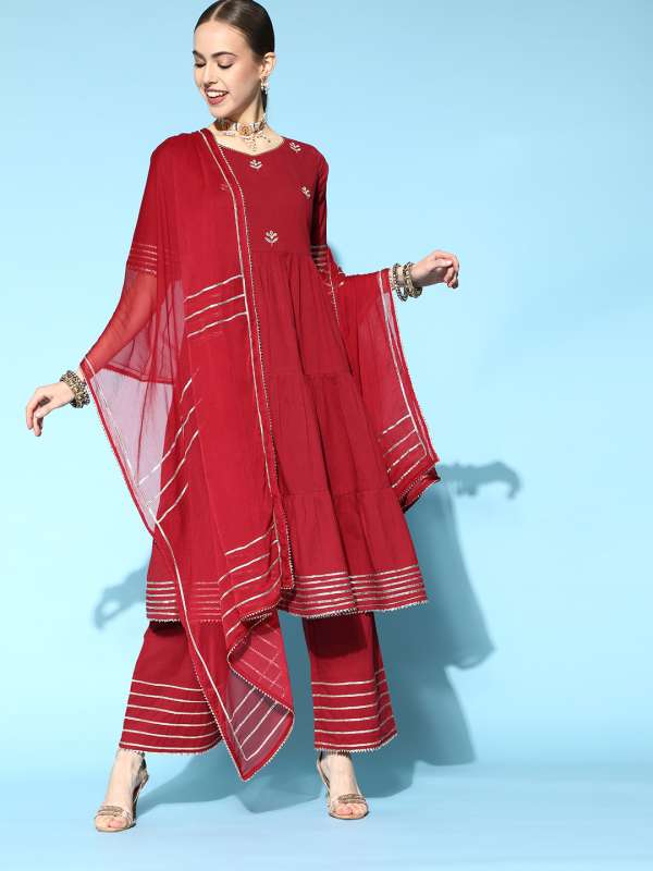 Buy Black &Maroon Kurta Suit Sets for Women by Jaipur Kurti Online |  Ajio.com-bdsngoinhaviet.com.vn