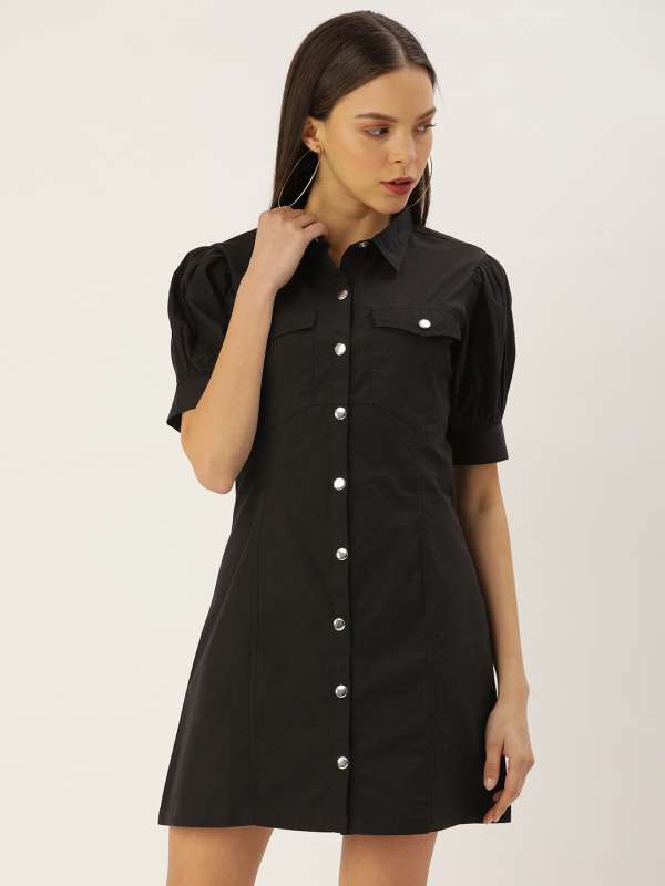 Forever 21 black clearance button up dress