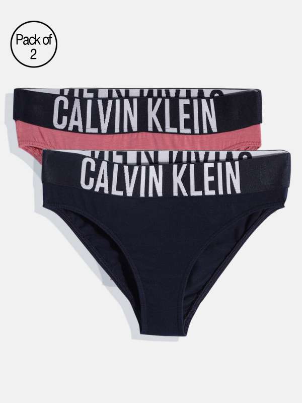 Calvin Klein - Girls Pink & Black Logo Knickers (2 Pack