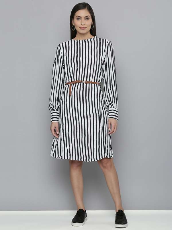 Black White Striped A Line Dress Buy Black White Striped A Line