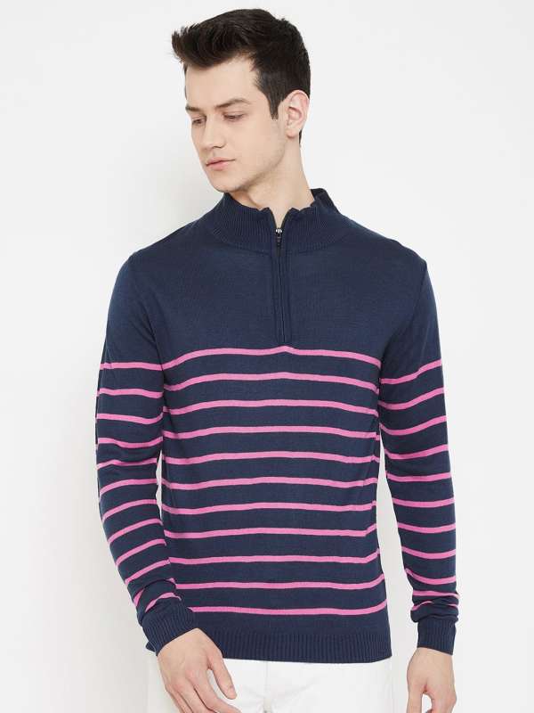 Pink Blue Striped Sweater Buy Pink Blue Striped Sweater online in India