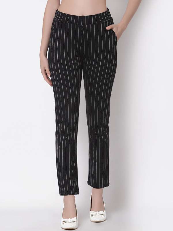 Black striped jeggings clearance