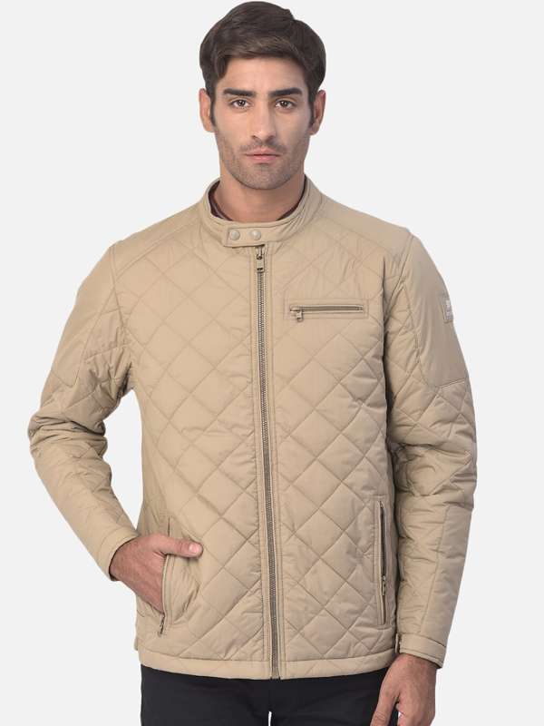 Mens khaki quilted jacket clearance