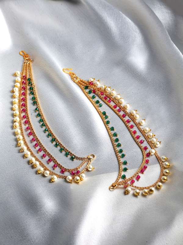 Gold jhumka discount design with chain
