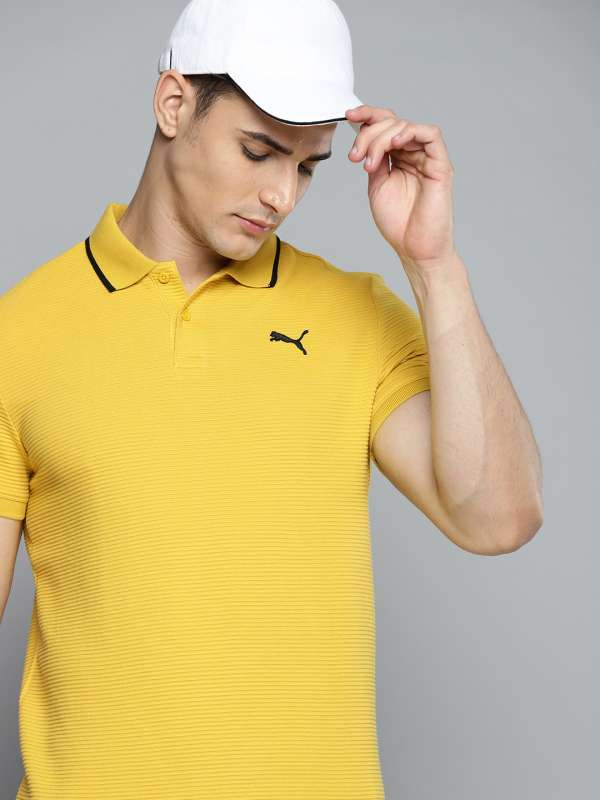 Puma Men Yellow Solid Polo Collar Tshirts Buy Puma Men Yellow