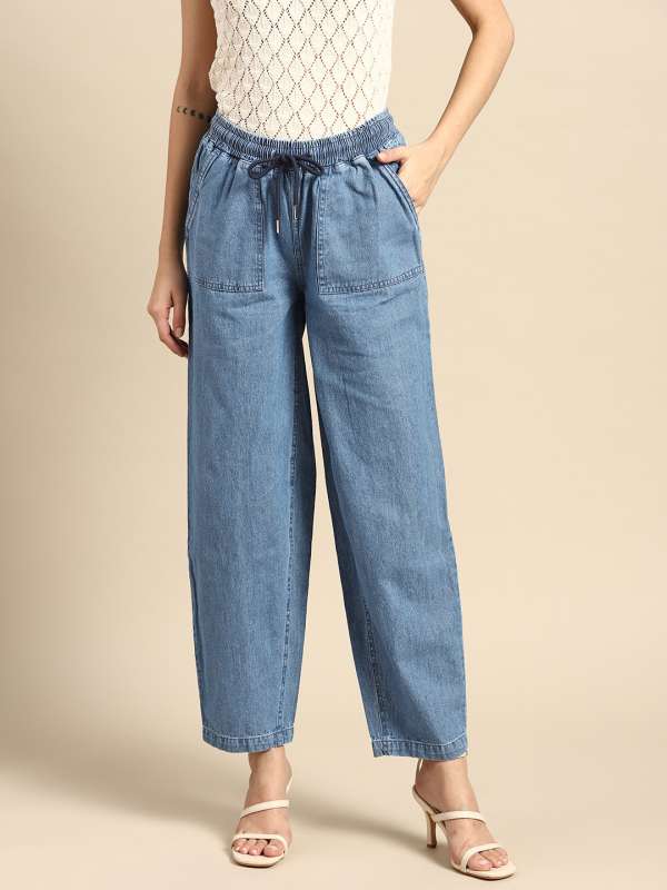 Buy SASSAFRAS Women Blue Regular Fit High Rise Clean Look Paper Bag Waist  Jeans  Jeans for Women 12221990  Myntra