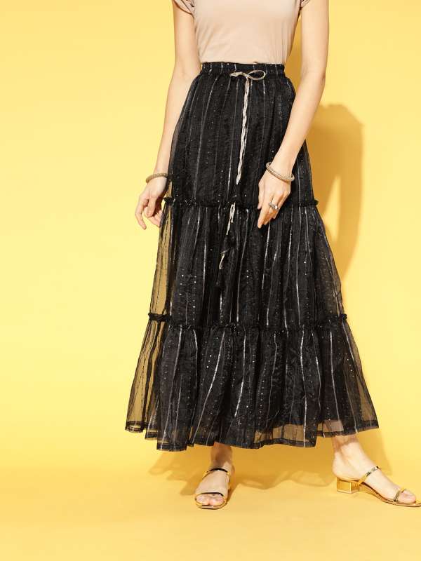 Black embellished maxi skirt discount